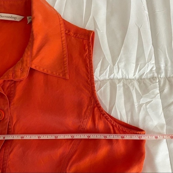 Soft Surroundings Orange Cascade Sleeveless Button Up Dress Size Extra Small - Picture 11 of 12